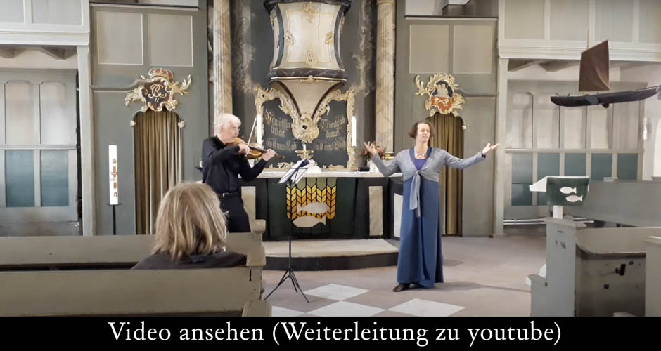 Konzertbild und Link zum Youtube-Video: Cornelia Samuelis und Martin Dehning führen "Di Mesinke" auf.